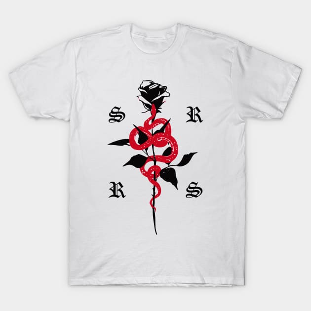 Red Snake Black Rose T-Shirt by uongduythien@gmail.com